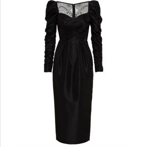 Self-Portrait Black Ruched Long Sleeve Dress
